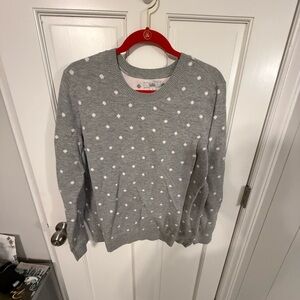 Croft & Barrow Light Gray Sweater with White Dots